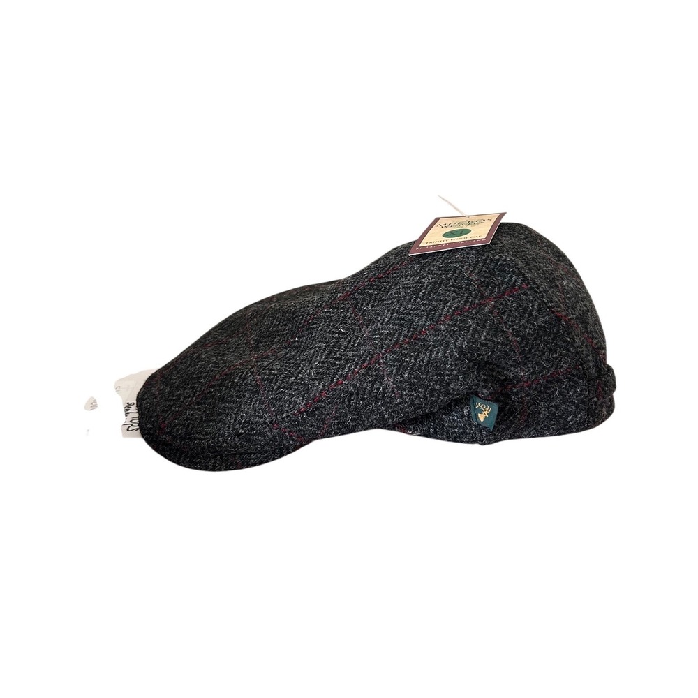 NWT Mucros weavers workshop trinity 100% wool flat cap ireland gray red tweed XL